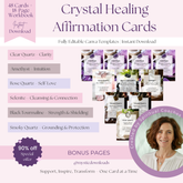 Crystal Healing Affirmation Card Bundle ✧ 48 High-Vibe Cards | Fully Editable | Sell As Your Own (90% Off)
